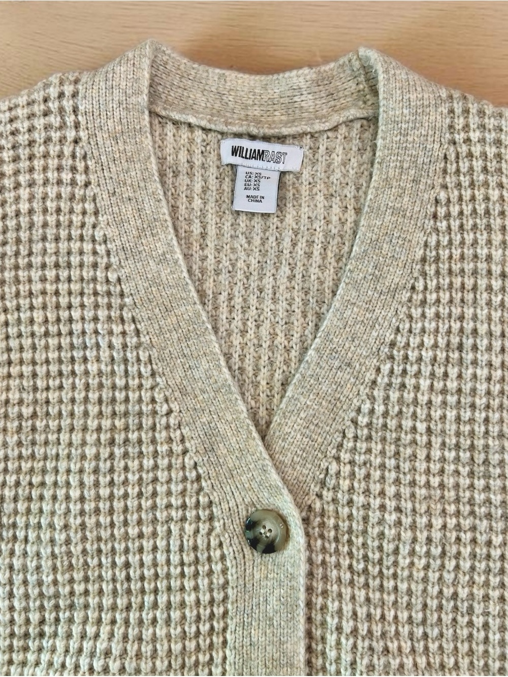 William Rast Beige Waffle Knit Oversized Cardigan - Size XS - Picture 6 of 6